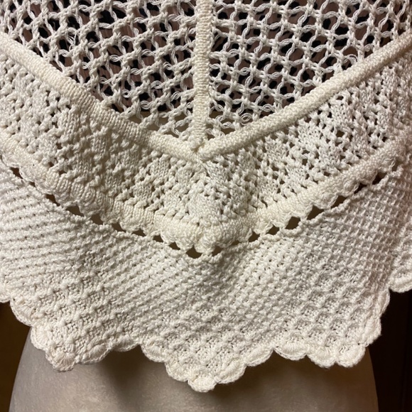 Bebe White Crochet Cape - Short Poncho - Picture 6 of 7